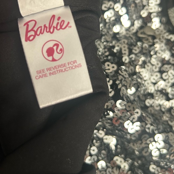 Barbie Holiday Sequined Girl's Dress Black and Silver Midi Size 8 - Picture 10 of 13
